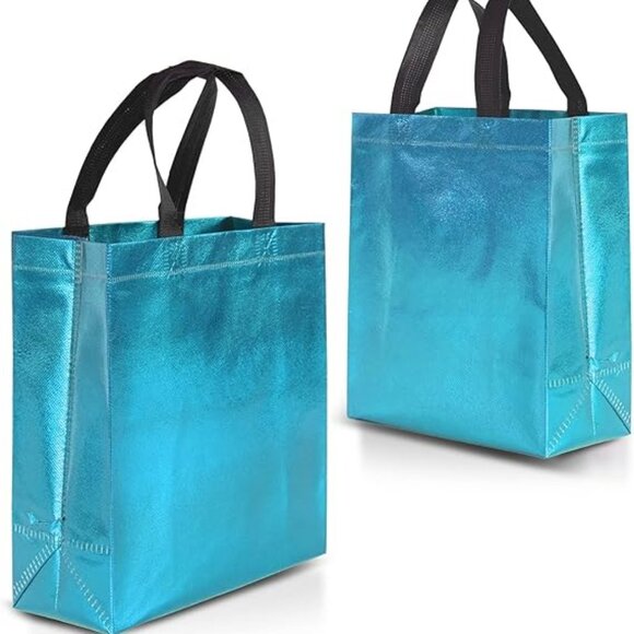 Aqua Blue Gift Bags Medium Size – Set of 12 Light Blue Reusable Gift Bags - Picture 1 of 4